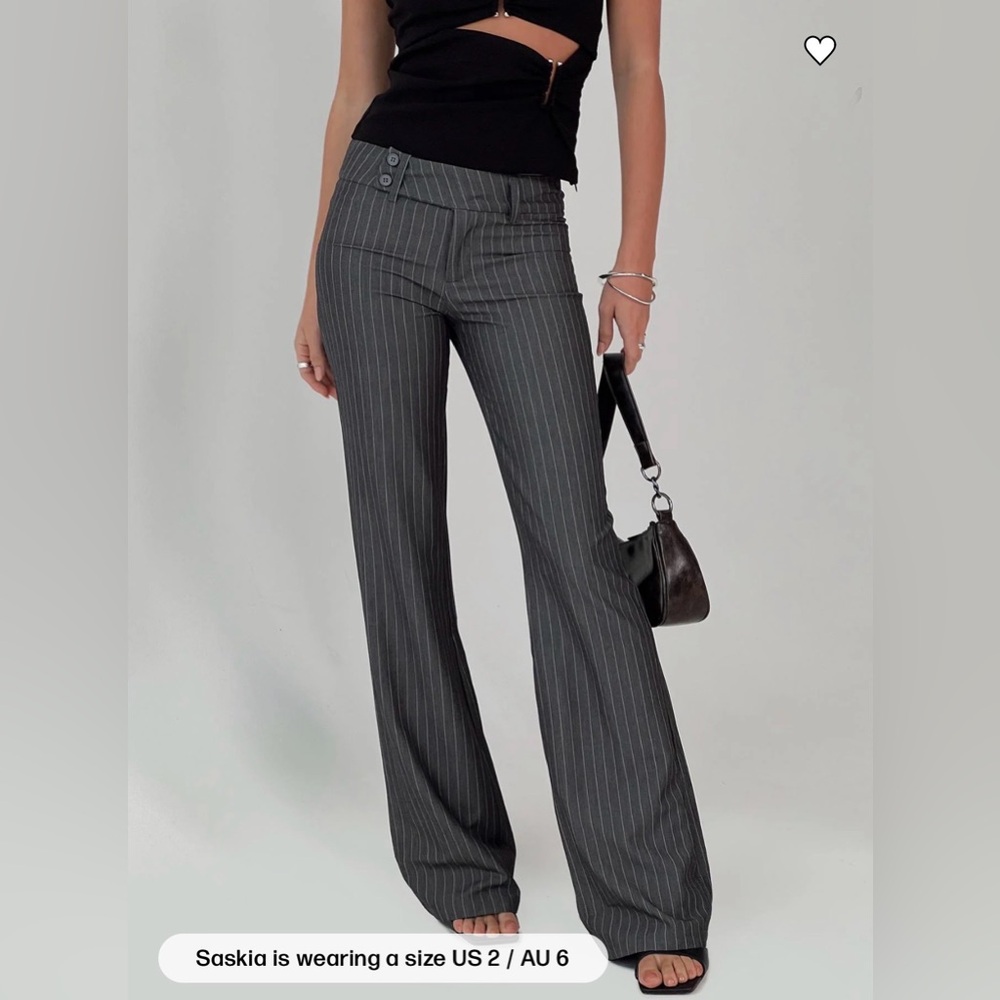 Princess Polly Grey Pinstripe Wide-Leg Pants